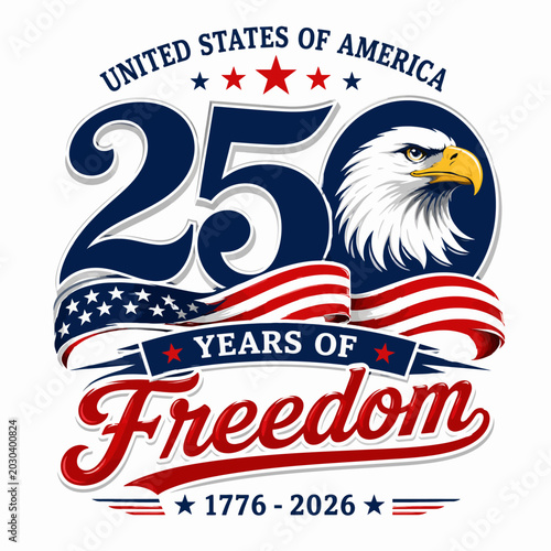 United states of america 250 years of freedom eagle and flag