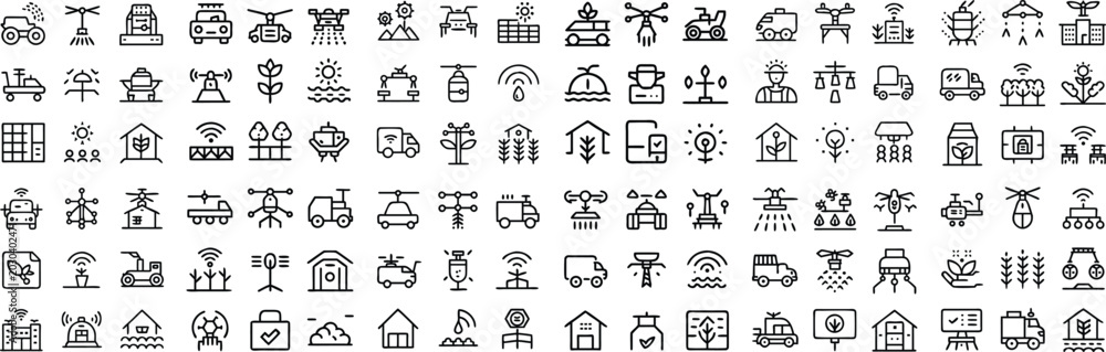 Fototapeta premium A collection of minimalist line art icons representing various concepts and objects, suitable for user interface design or informational graphics.