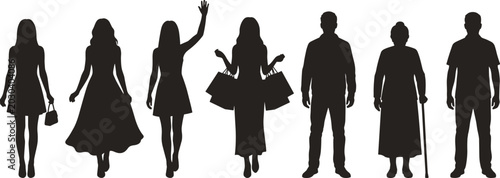 Photos Black silhouette figures of people in various poses and outfits de
