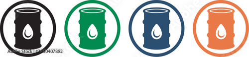 Oil Barrel Fuel Storage Icon Industrial Energy Container Petroleum Drum Symbol Equipment vector design