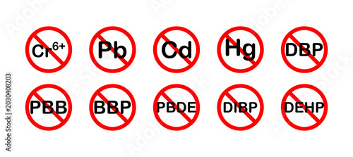 Photos Vector illustration of a product containing no lead, mercury, cadmium, hexavalen