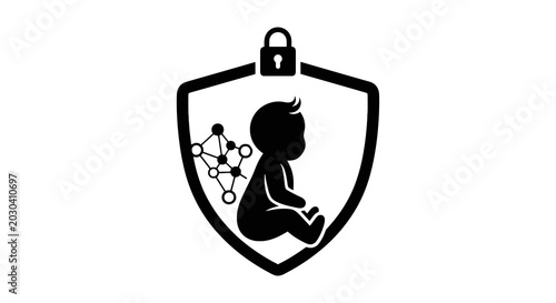 Quadro em tela Baby Protected by Shield Lock.