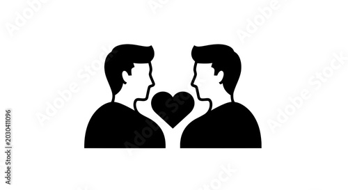 Quadro su tela Two Men Sharing a Romantic Kiss.