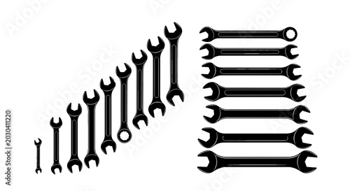 Quadro su tela Collection of various metal wrenches tools.