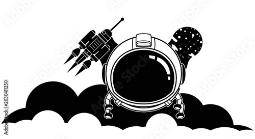 Tableau sur toile Spacecraft Astronaut Helmet Closeup View.