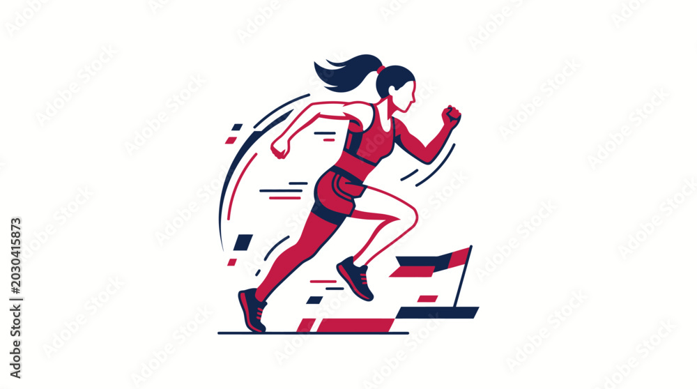 Fototapeta premium Dynamic Female Athlete Running Vector Illustration