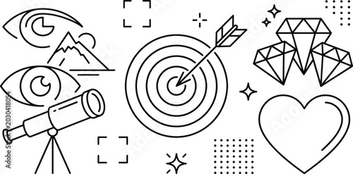 Photography Business vision target goal success concept vector illustration featuring spygla