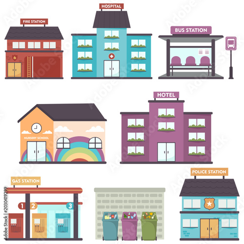 Collection of colorful city building