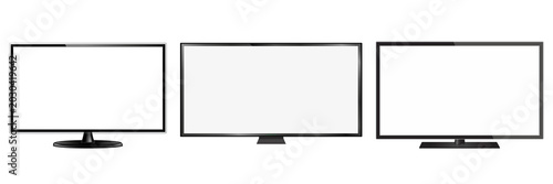 Canvastavla Minimal Monitor Screen Icon Set Vector Illustration, Modern Computer Display Col