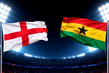 England and Ghana flags in stadium