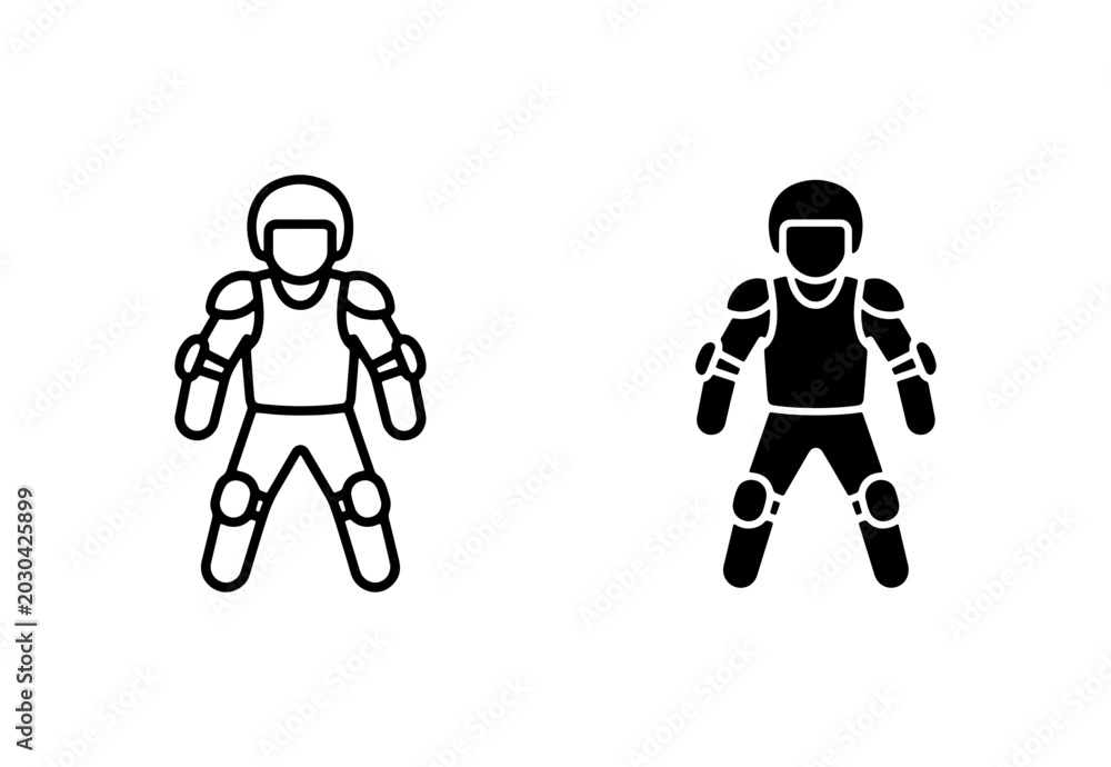 Fototapeta premium Skater Icon Set, Protective Gear Vector, Sports Safety Symbols