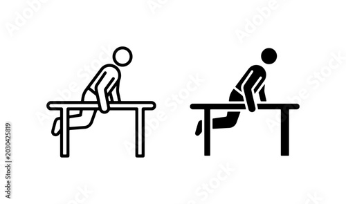 Tableau sur toile Parallel Bars Workout Icons, Gymnastics Exercise Vector Graphics