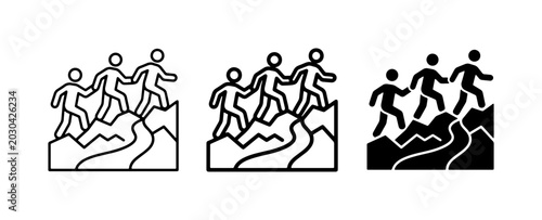 Photography Teamwork Climbing Mountains, Group Hiking Icons, Success Journey