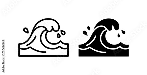 Foto Ocean Wave Icons, Sea Swell Vector Art, Water Splash Graphics