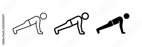 Photos Push Up Icons, Fitness Exercise Silhouettes, Workout Bodyweight Training