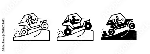 Fotografia Off-road Buggy Icons, Dune Buggy Vector Set, Extreme Sports Vehicle Graphics
