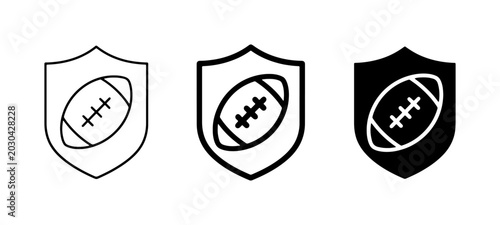American Football Shield Icons, Sport Emblem Vector Set