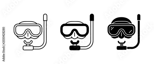 Snorkel Mask Icons, Diving Gear Set, Water Sports Equipment