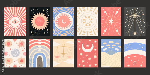 Quadro su tela tarot card set illustrated celestial and mystical designs