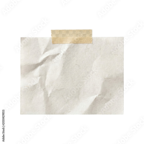 Crumpled piece of paper with masking tape isolated on transparent background