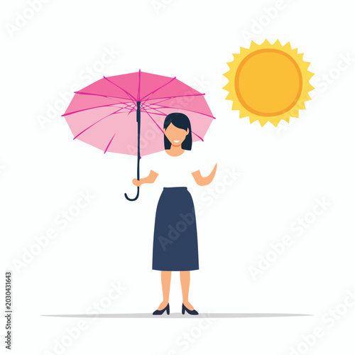 Woman holding umbrella under the sun