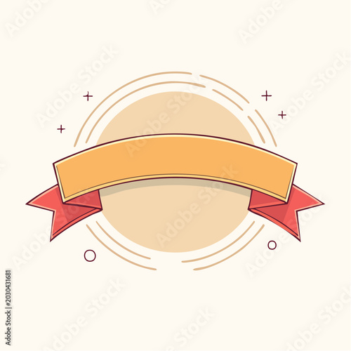 Blank Ribbon Banner with Decorative Elements