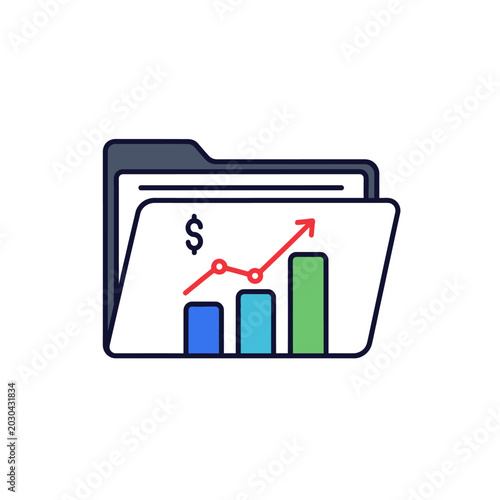 Business folder with financial growth chart and dollar icon