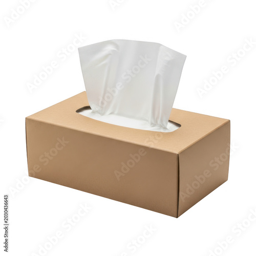 Box of facial tissues on table isolated on transparent background