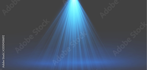 Canvastavla Vibrant cyan light streaks illuminating empty showroom floor background