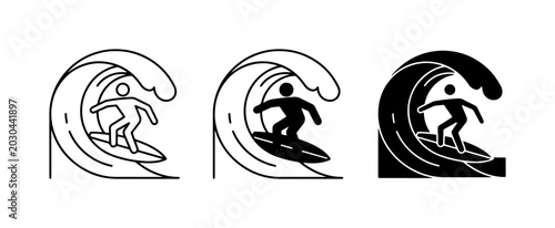Surfing Icons, Wave Rider Vector Art, Ocean Sport Graphics