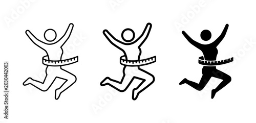 Fitness Icons: Healthy Body, Weight Loss, Success. Vector Graphics.