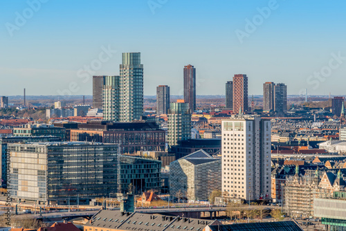 Obraz na plátně Copenhagen Modern Skyline, Contemporary Skyscrapers, Glass Office Buildings, Fin