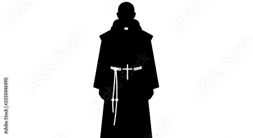 Silhouette Monk in Habit with Rosary
