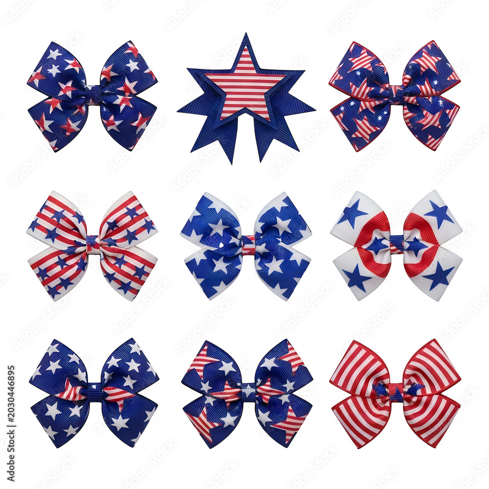 Fototapeta premium A collection of patriotic hair bows