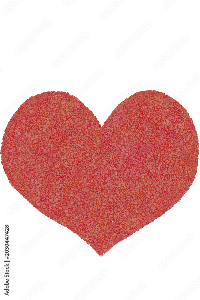 Obraz premium Red Heart Playing Card Suit Symbol Crayon Texture Hand Drawn Illustration