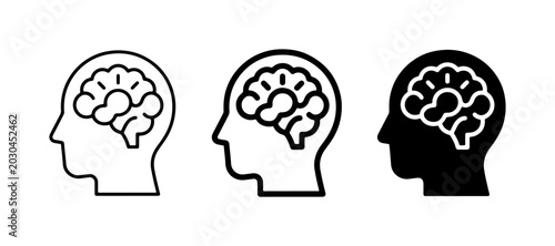 Canvastavla Brain Icons, Human Head Silhouette, Mind Concept Vector Graphics