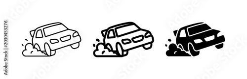 Fotografia Car Drifting Icons, Tire Skid Vector Graphics, Automotive Motion Symbols