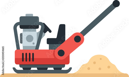 Photos Plate Compactor Machine on Sand for Road Construction Work