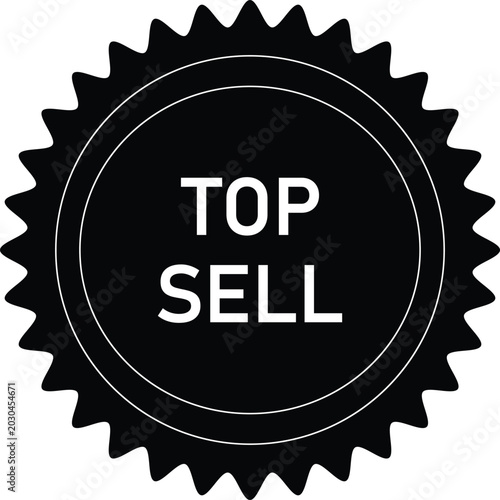 Top sell badge with scalloped edges for product promotion isolated on white background, Vector, illustration