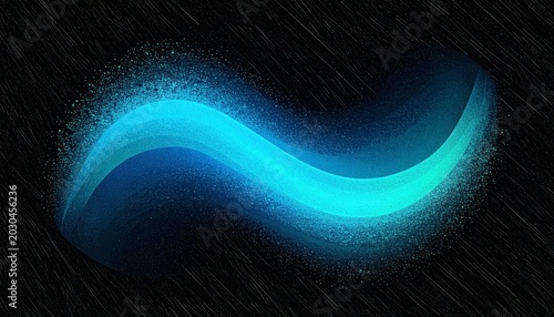 Glowing light blue gradient wave shape on dark noise texture background with vibrant colors