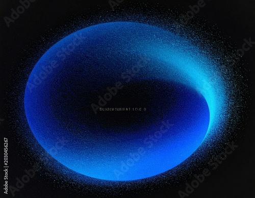 Glowing light blue gradient shape on black background with noise texture and vibrant dark effect