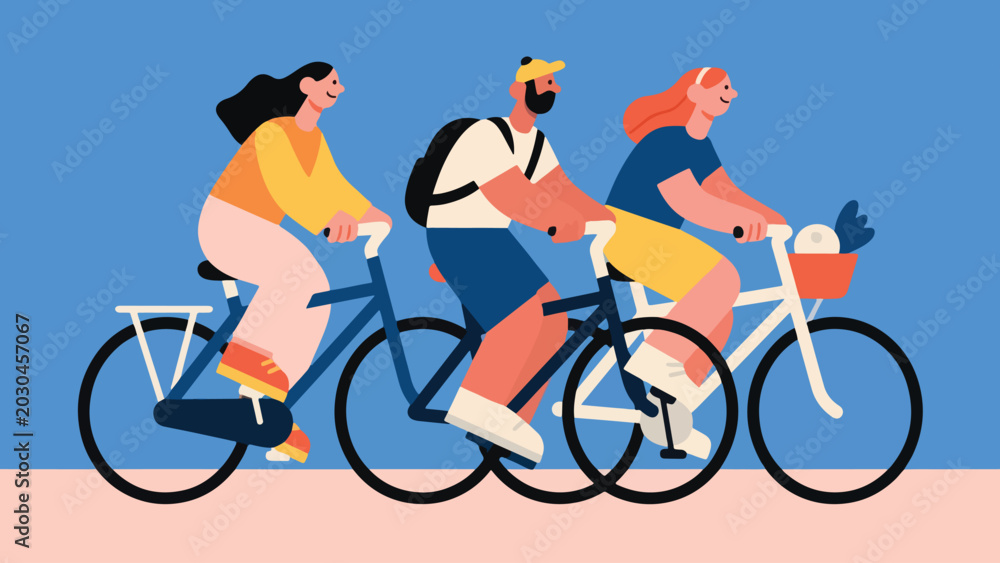 Naklejka premium Illustration Of People Biking Together Vector Design Template