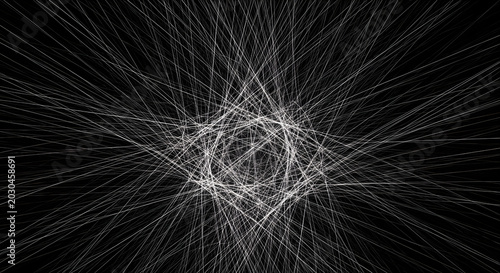 A mesmerizing display of white lines radiating from a central point on a dark background
