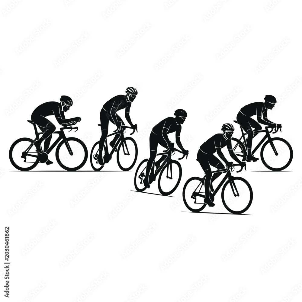 Fototapeta premium Cyclist silhouette collection with road bike racing athletes