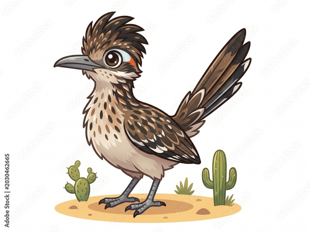 Fototapeta premium Realistic Road Runner Cute Bird, vector isolated on white