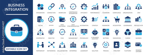 Tableau sur toile business integration icon set