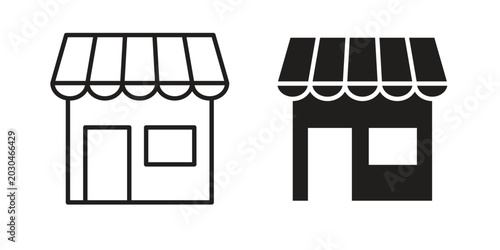 Store icon collection on white background. Vector icon art.