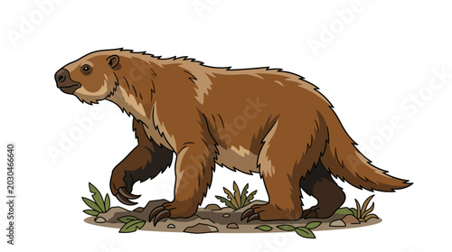 Εκτύπωση καμβά Illustration of a giant ground sloth, Megatherium, walking