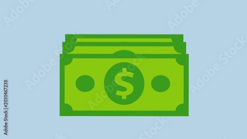 Green us dollar bills with a dollar sign, Ideal for finance, currency concepts 2d animation with alpha matte