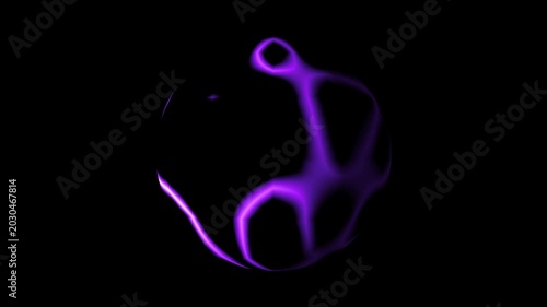 Abstract Purple Liquid Energy Sphere Loop Animation on Black Background Futuristic Motion Graphic